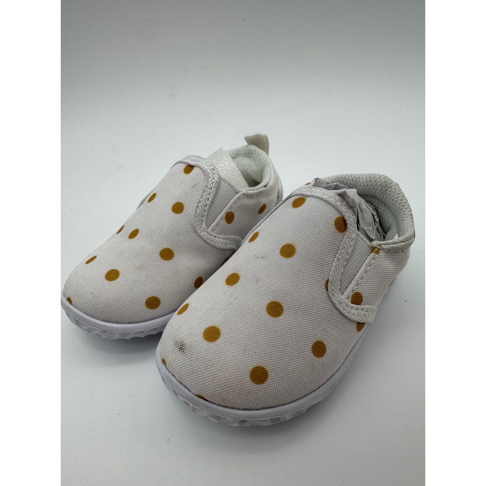Toddler Slip On Shoes White Polka Dot‎ Canvas Lightweight Toddler Size 6